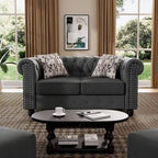 Set divano e divanetto 2 pezzi Morden Fort Tufted Upholstered Chesterfield per soggiorno, Tessuto, Lino