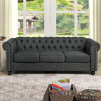 Set divano e divanetto 2 pezzi Morden Fort Tufted Upholstered Chesterfield per soggiorno, Tessuto, Lino