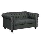 Set divano e divanetto 2 pezzi Morden Fort Tufted Upholstered Chesterfield per soggiorno, Tessuto, Lino