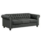 Set divano e divanetto 2 pezzi Morden Fort Tufted Upholstered Chesterfield per soggiorno, Tessuto, Lino