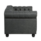 Set divano e divanetto 2 pezzi Morden Fort Tufted Upholstered Chesterfield per soggiorno, Tessuto, Lino