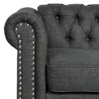 Set divano e divanetto 2 pezzi Morden Fort Tufted Upholstered Chesterfield per soggiorno, Tessuto, Lino