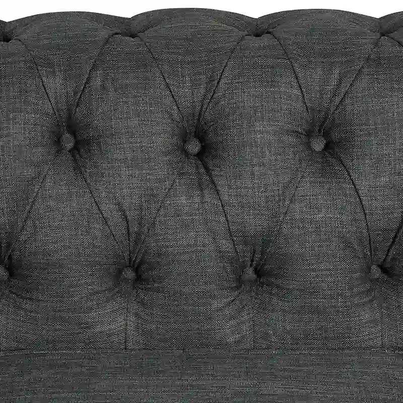 Set divano e divanetto 2 pezzi Morden Fort Tufted Upholstered Chesterfield per soggiorno, Tessuto, Lino