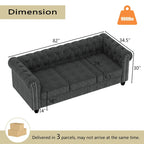 Set divano e divanetto 2 pezzi Morden Fort Tufted Upholstered Chesterfield per soggiorno, Tessuto, Lino