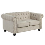 Set divano e divanetto 2 pezzi Morden Fort Tufted Upholstered Chesterfield per soggiorno, Tessuto, Lino