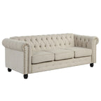 Set divano e divanetto 2 pezzi Morden Fort Tufted Upholstered Chesterfield per soggiorno, Tessuto, Lino