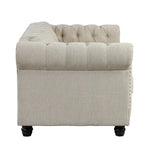 Set divano e divanetto 2 pezzi Morden Fort Tufted Upholstered Chesterfield per soggiorno, Tessuto, Lino