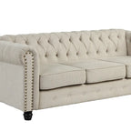Set divano e divanetto 2 pezzi Morden Fort Tufted Upholstered Chesterfield per soggiorno, Tessuto, Lino
