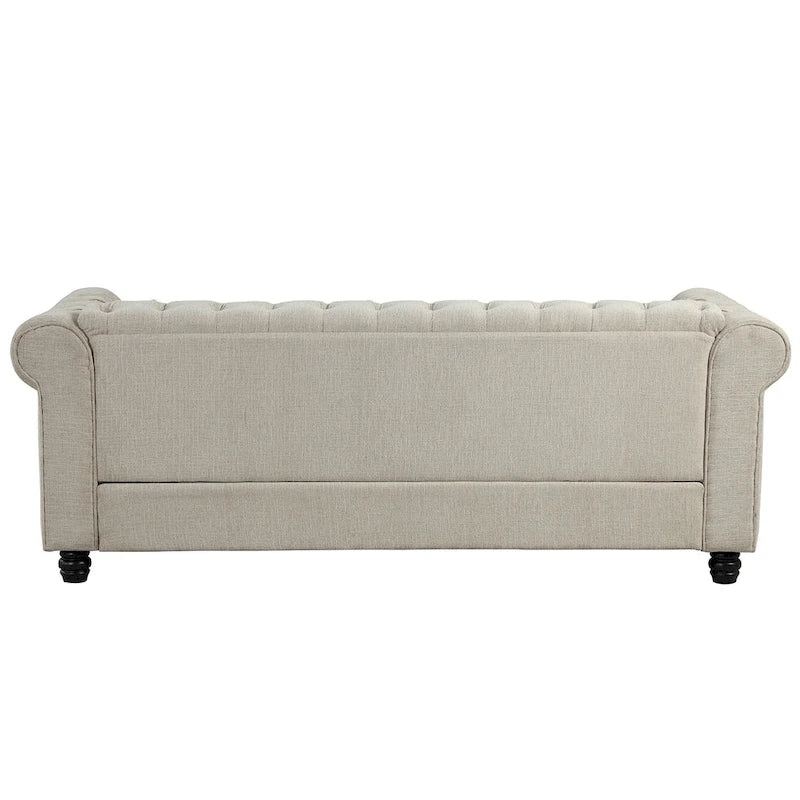 Set divano e divanetto 2 pezzi Morden Fort Tufted Upholstered Chesterfield per soggiorno, Tessuto, Lino