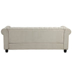 Set divano e divanetto 2 pezzi Morden Fort Tufted Upholstered Chesterfield per soggiorno, Tessuto, Lino
