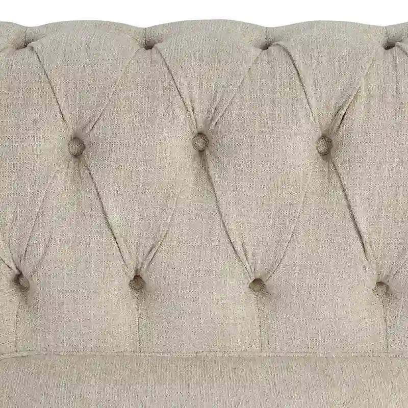 Set divano e divanetto 2 pezzi Morden Fort Tufted Upholstered Chesterfield per soggiorno, Tessuto, Lino