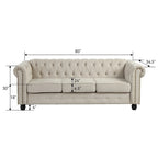 Set divano e divanetto 2 pezzi Morden Fort Tufted Upholstered Chesterfield per soggiorno, Tessuto, Lino