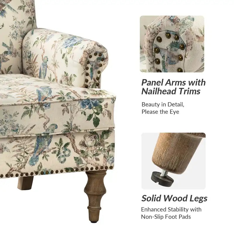 Yahweh Farmhouse Nailhead Armchair with Rolled Arms by HULALA HOME
