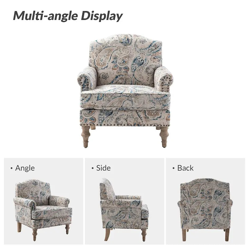 Yahweh Farmhouse Nailhead Armchair with Rolled Arms by HULALA HOME