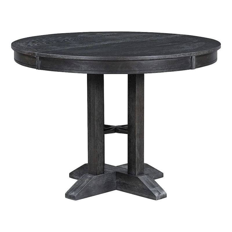Farmhouse Retractable Round Table with 4 Upholstered Chairs