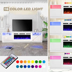 36 Electric Fireplace TV Stand, Entertainment Center & TV Console for TVs up to 80, Modern Fireplace Heater for Living Room