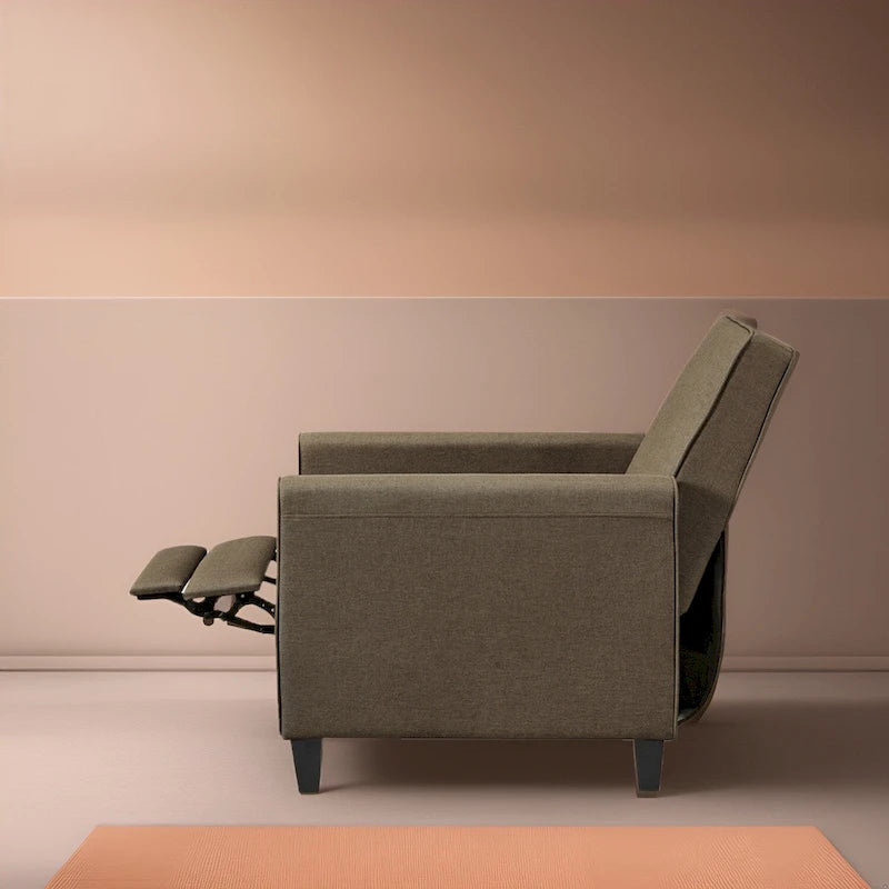 Pushback Recliner Home Theater Chair - Compact Reclining Chair with Armrest and Adjustable Footrest, Ideal for Small Spaces