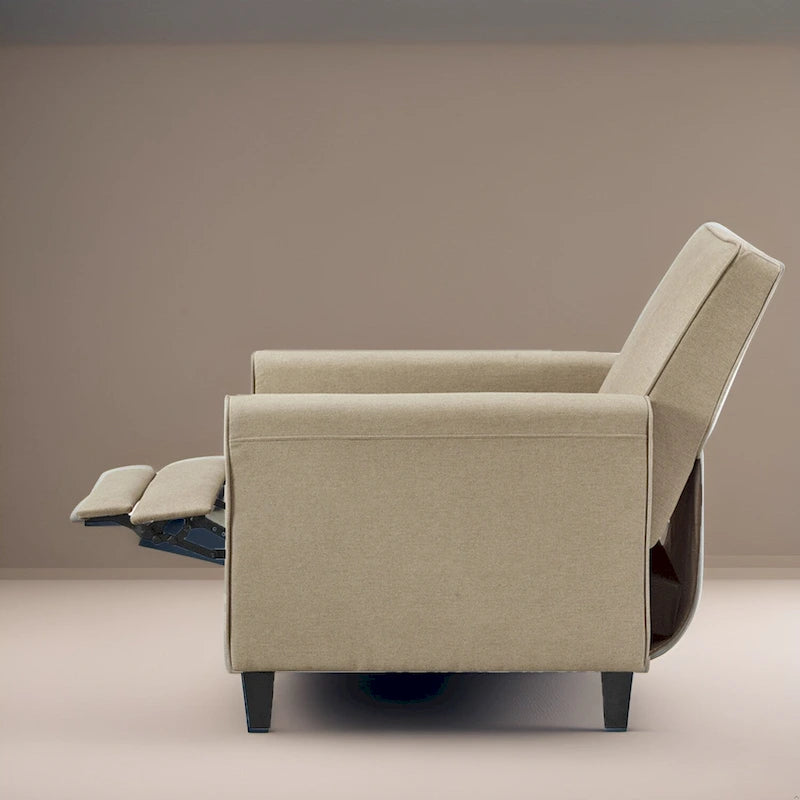 Pushback Recliner Home Theater Chair - Compact Reclining Chair with Armrest and Adjustable Footrest, Ideal for Small Spaces