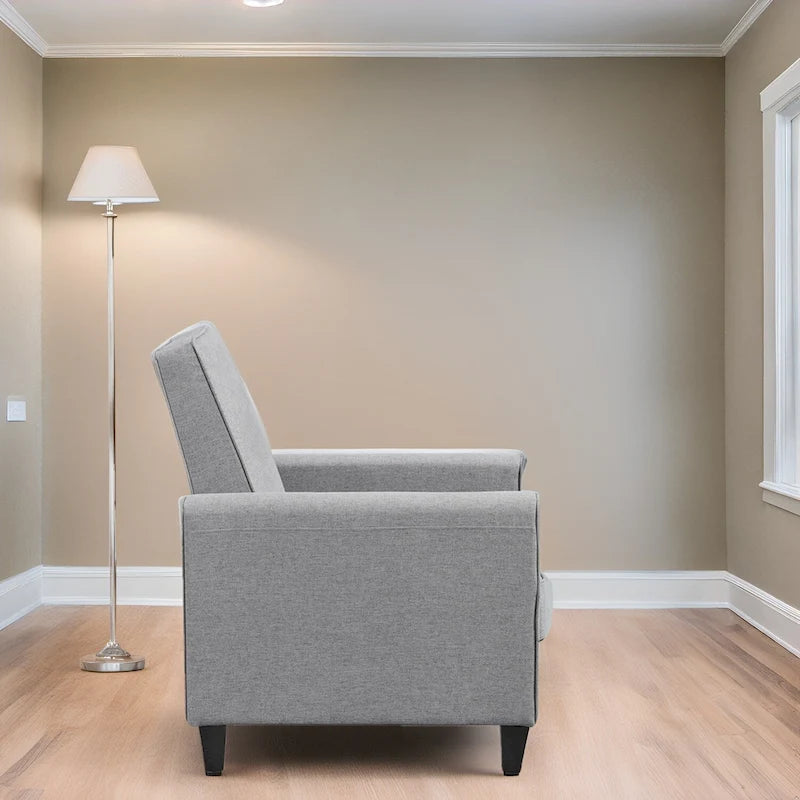 Pushback Recliner Home Theater Chair - Compact Reclining Chair with Armrest and Adjustable Footrest, Ideal for Small Spaces