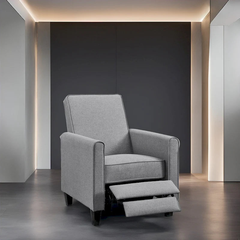 Pushback Recliner Home Theater Chair - Compact Reclining Chair with Armrest and Adjustable Footrest, Ideal for Small Spaces