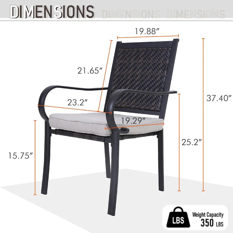 MAISON ARTS 7/9-piece Patio Dining Set, 6/8 Rattan Chairs with Cushions and 1 Expandable Metal Table