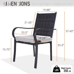 MAISON ARTS 7/9-piece Patio Dining Set, 6/8 Rattan Chairs with Cushions and 1 Expandable Metal Table