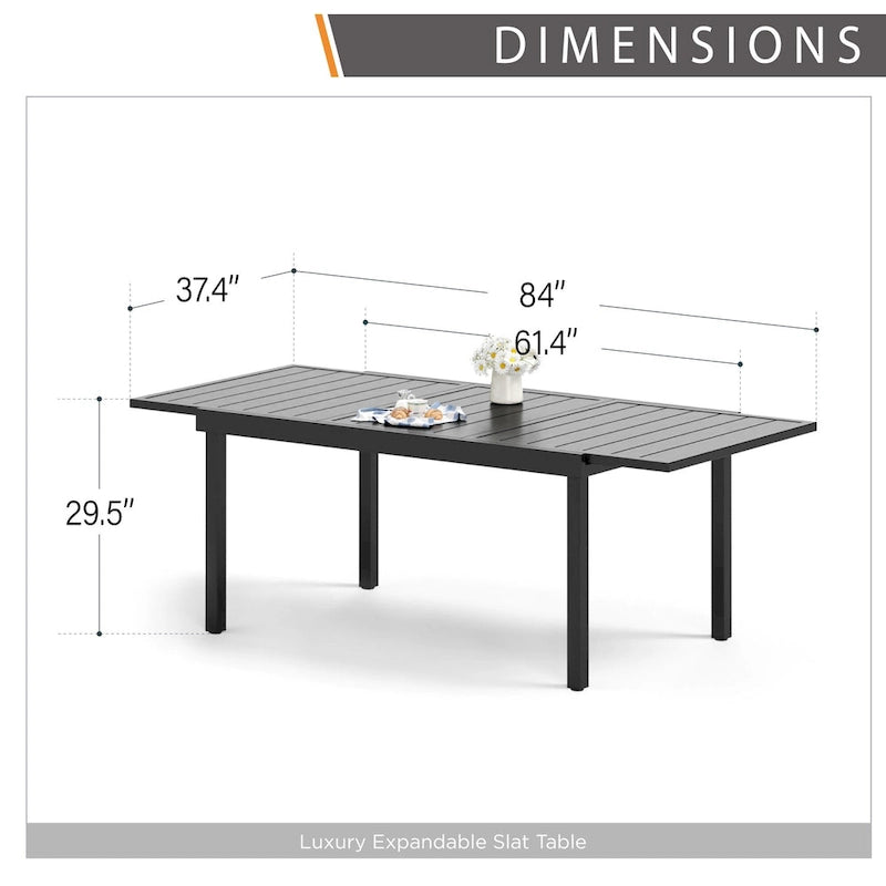 MAISON ARTS 7/9-piece Patio Dining Set, 6/8 Rattan Chairs with Cushions and 1 Expandable Metal Table