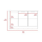 TUHOME Juniper Kitchen Island with Large Top Surface, Double Door Cabinet, and Open Shelves