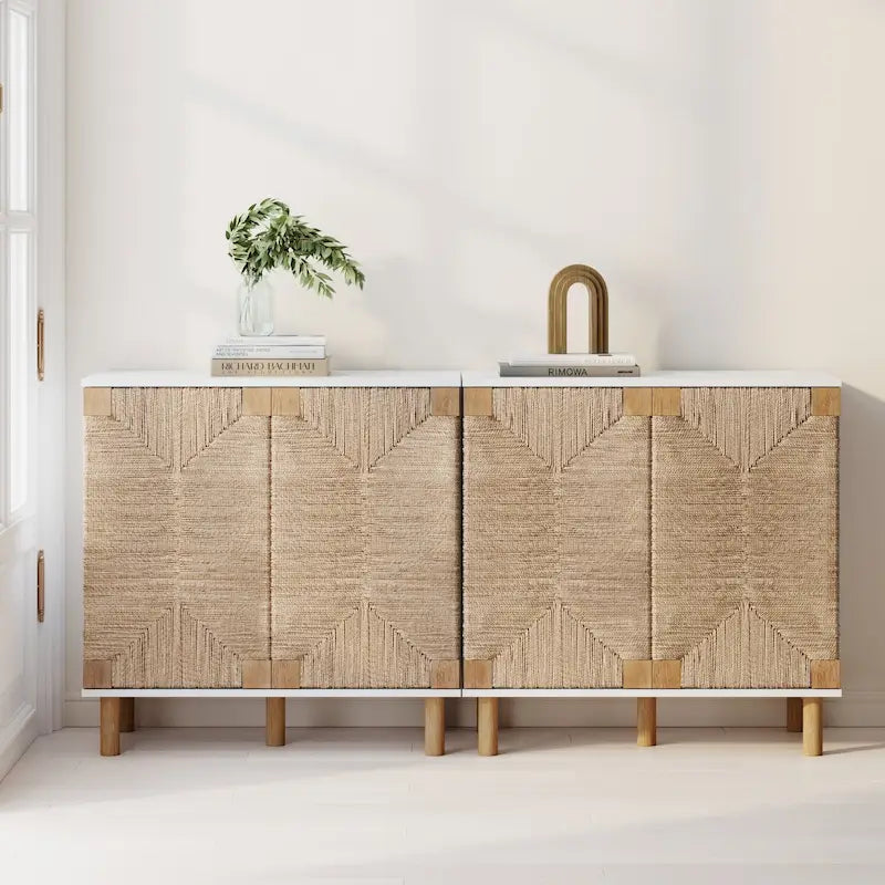 Nathan James Beacon Mobiletto accentato in legno con ante in alghe marine e ripiano regolabile