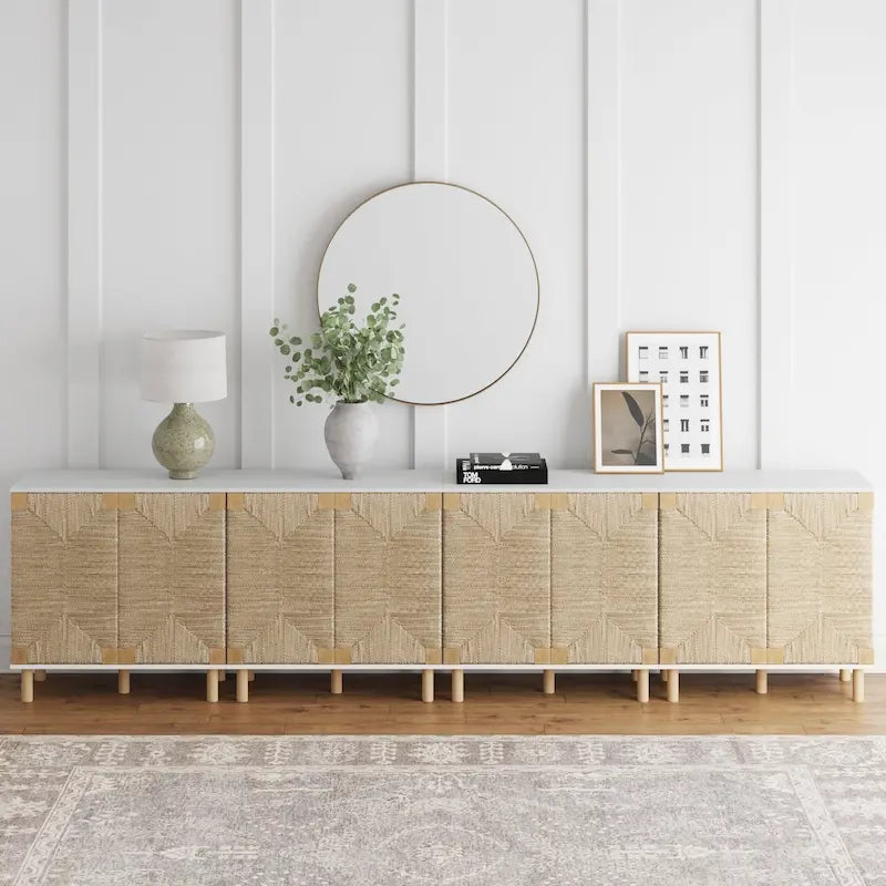Nathan James Beacon Mobiletto accentato in legno con ante in alghe marine e ripiano regolabile