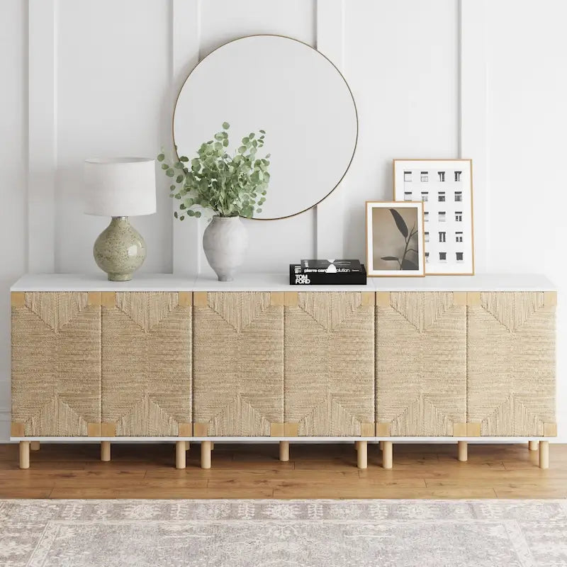 Nathan James Beacon Mobiletto accentato in legno con ante in alghe marine e ripiano regolabile