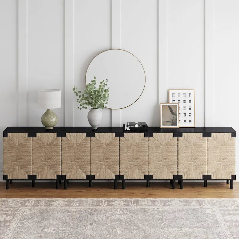 Nathan James Beacon Mobiletto accentato in legno con ante in alghe marine e ripiano regolabile