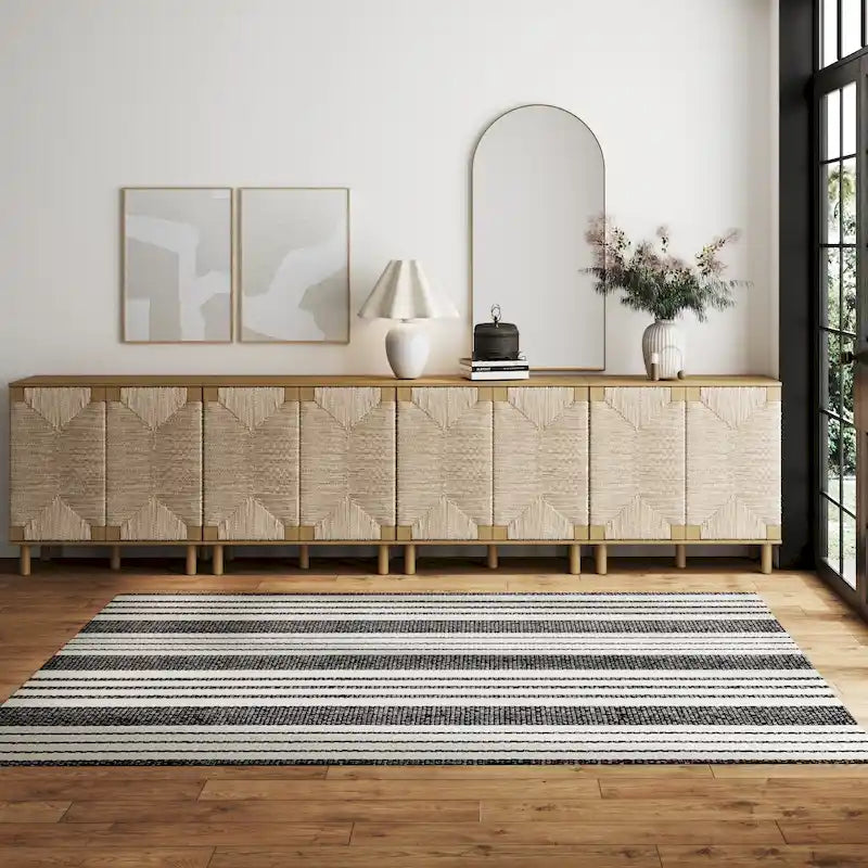 Nathan James Beacon Mobiletto accentato in legno con ante in alghe marine e ripiano regolabile
