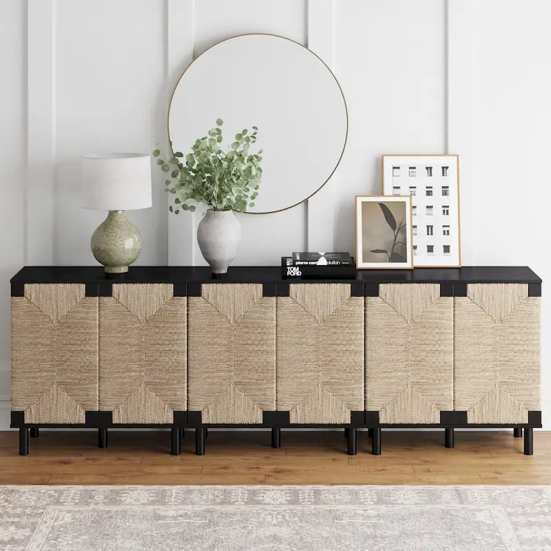 Nathan James Beacon Mobiletto accentato in legno con ante in alghe marine e ripiano regolabile