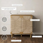 Nathan James Beacon Wood Accent Cabinet with Seagrass Doors and Adjustable Shelf