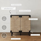 Nathan James Beacon Wood Accent Cabinet with Seagrass Doors and Adjustable Shelf