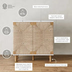 Nathan James Beacon Wood Accent Cabinet with Seagrass Doors and Adjustable Shelf