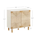 Nathan James Beacon Wood Accent Cabinet with Seagrass Doors and Adjustable Shelf