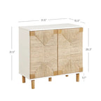 Nathan James Beacon Wood Accent Cabinet with Seagrass Doors and Adjustable Shelf