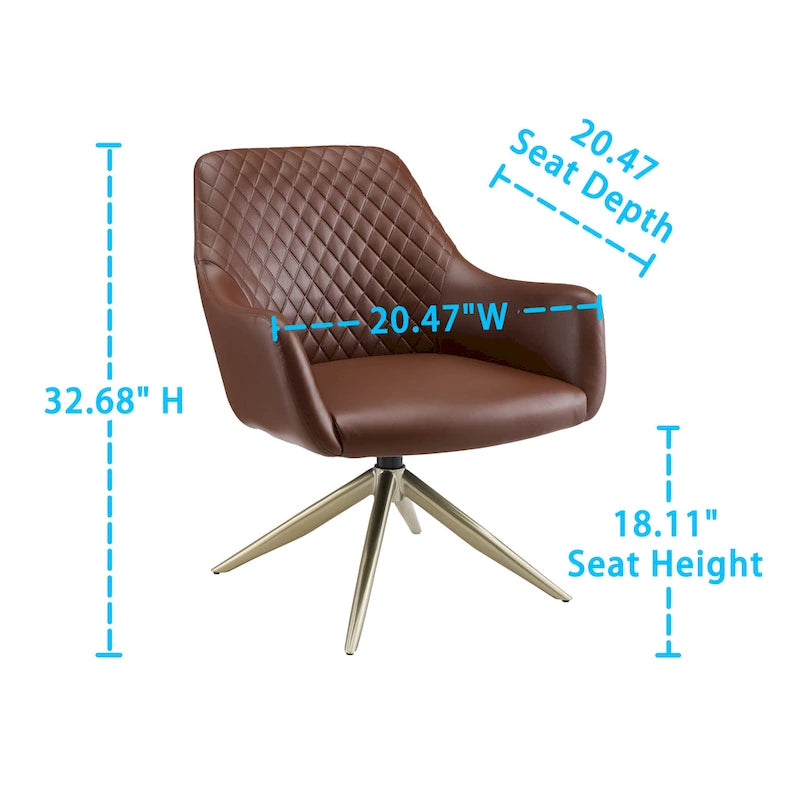 Art Leon Faux Leather Swivel Accent Arm Chair