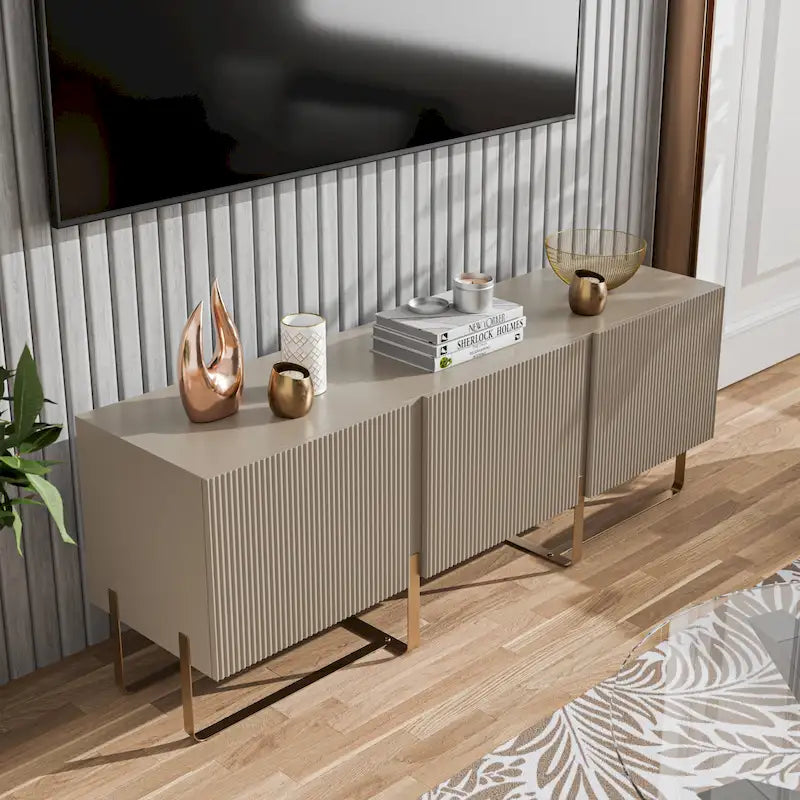 DH BASIC Modern 60-inch 3-Door Storage TV Stand by Denhour
