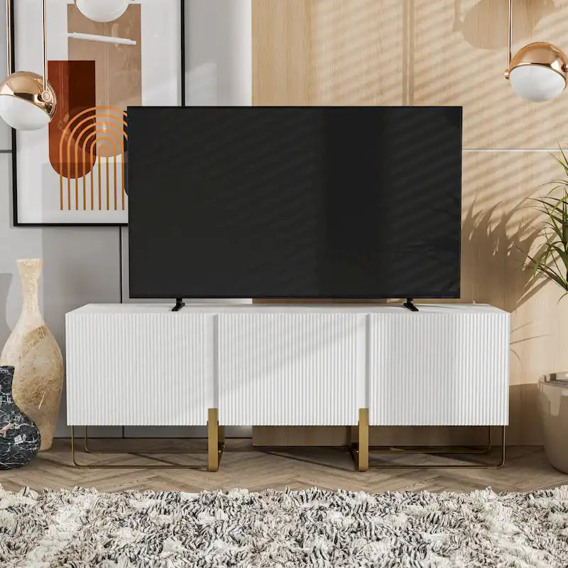 DH BASIC Modern 60-inch 3-Door Storage TV Stand by Denhour