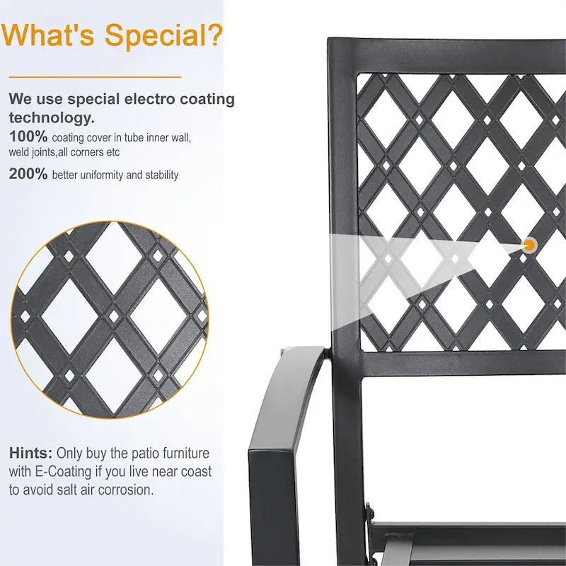 MAISON ARTS Seats up to 6/8 Outdoor Patio Dining Set, 6/8 Metal Stackable Chairs, 1 Rectangular Expandable Table