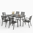 MAISON ARTS Seats up to 6/8 Outdoor Patio Dining Set, 6/8 Metal Stackable Chairs, 1 Rectangular Expandable Table