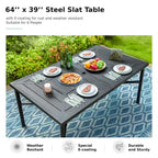 MAISON ARTS Seats up to 6/8 Outdoor Patio Dining Set, 6/8 Metal Stackable Chairs, 1 Rectangular Expandable Table