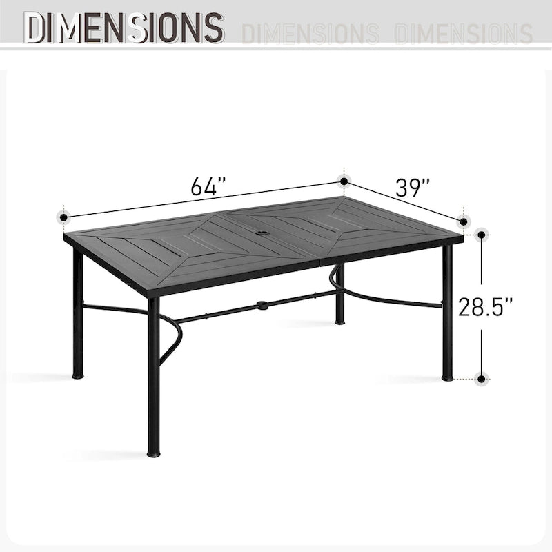 MAISON ARTS Seats up to 6/8 Outdoor Patio Dining Set, 6/8 Metal Stackable Chairs, 1 Rectangular Expandable Table