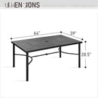 MAISON ARTS Seats up to 6/8 Outdoor Patio Dining Set, 6/8 Metal Stackable Chairs, 1 Rectangular Expandable Table