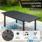 MAISON ARTS Seats up to 6/8 Outdoor Patio Dining Set, 6/8 Metal Stackable Chairs, 1 Rectangular Expandable Table