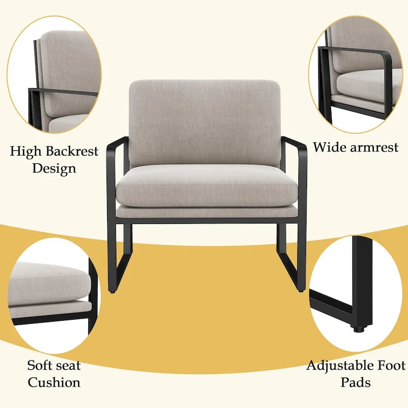 Accent Chairs, Living Room Chairs Linen Arm Chair Accent Chairs for Living Room