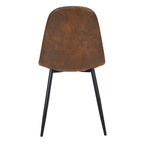Dining Chair Set of 4 Suede Fabric Side Seating with Black Metal Legs